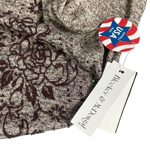 Bleeker & McDougal Brown Heathered Beaded 3/4 Sleeve Lightweight Sweater Size PS - Picture 5 of 7